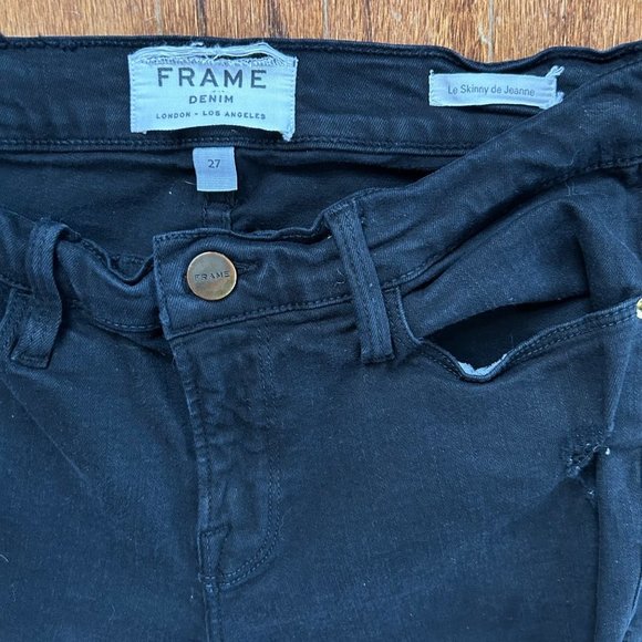 Frame Skinny Jeans Womens Sz 27 Black Le Color Ripped Skinny Shredded Distressed - Picture 5 of 12